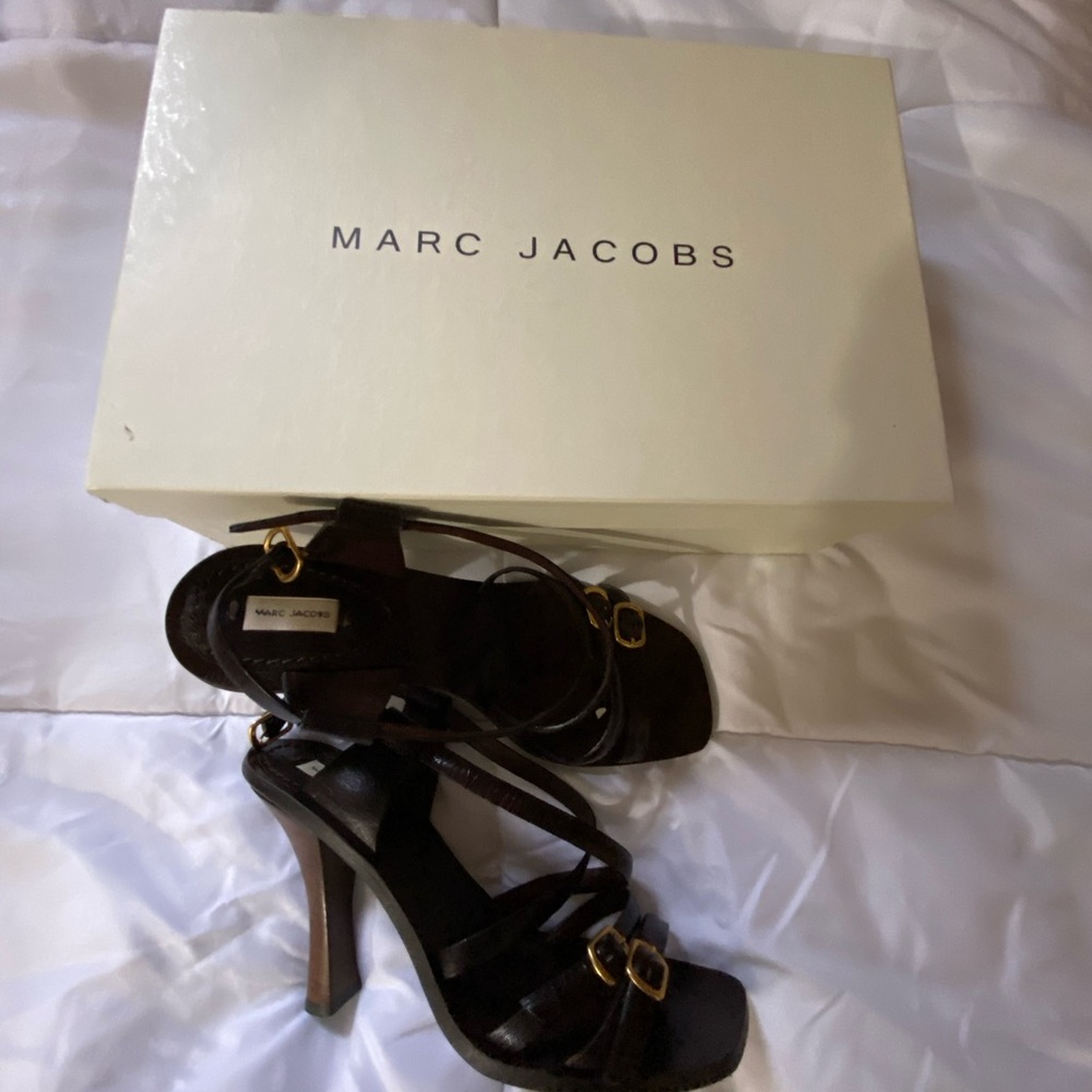 Marc Jacobs Brown Heels with Gold Buckles
